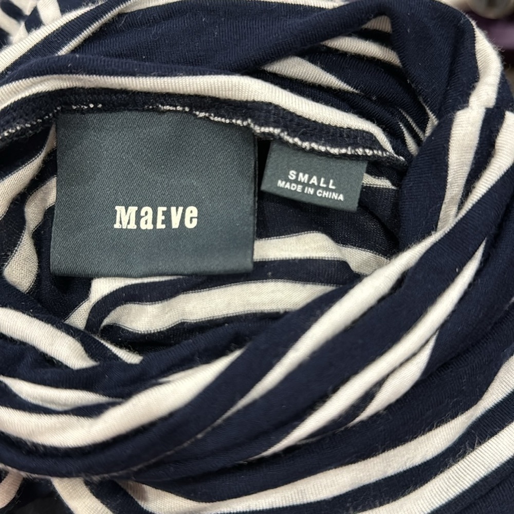 Anthropologie Maeve blue & white striped turtleneck dress size Small . - Picture 9 of 13